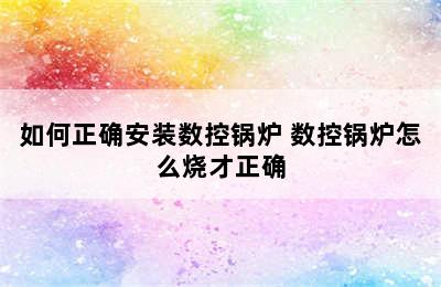 如何正确安装数控锅炉 数控锅炉怎么烧才正确